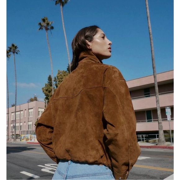 ZARA 100% LEATHER BOMBER JACKET - Picture 8 of 11